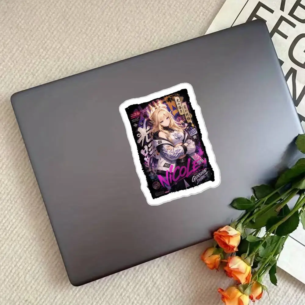 Nicole Genshin Impact Urban Streetwear Magazine Style Waterproof Stickers For Decorating Car Windows Motorcycles And Computers.
