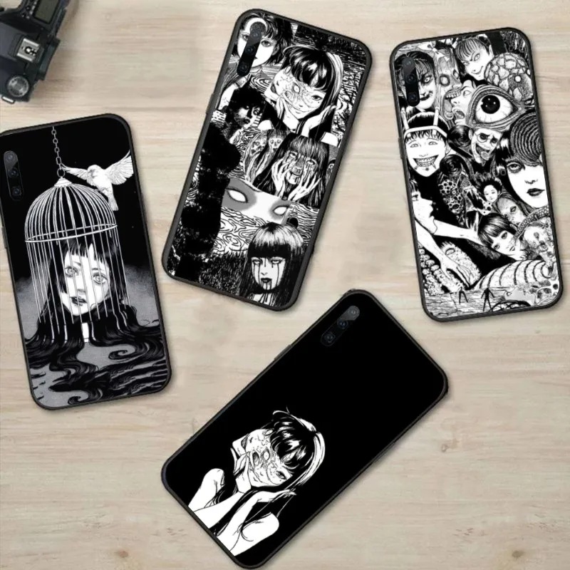 Junji ito Tomie Phone Case for Huawei P50 P40 P30 Pro Lite P Smart 2021 2019 Magic 3 Black Silicone Phone Funda Cover