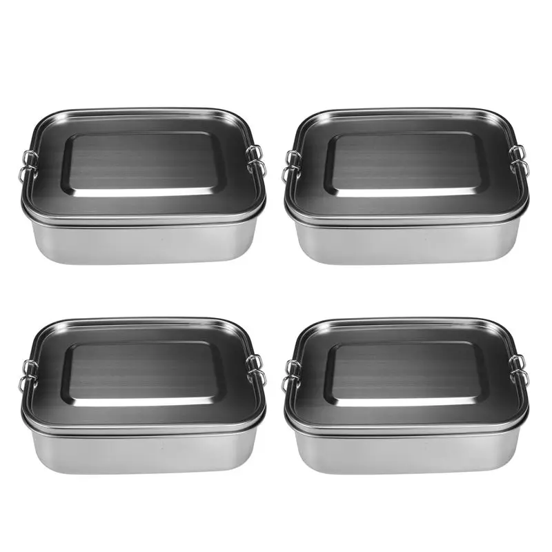 ABUH-4X Stainless Steel Bento Box Lunch Container,3-Compartment Bento Lunch Box For Sandwich And Two Sides,1400 Ml