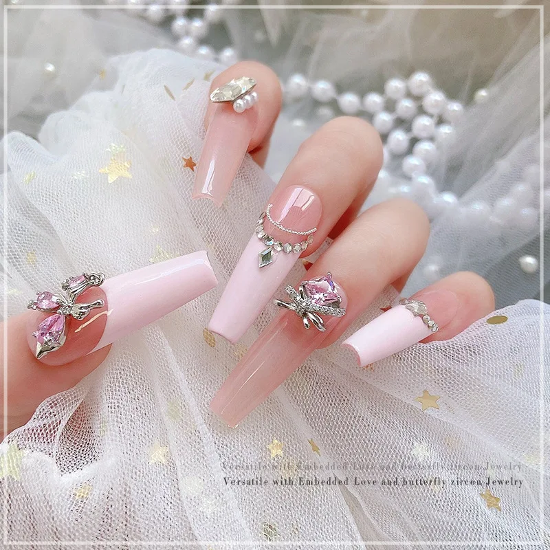 5 stücke Nail Art Strass Luxus rosa Zirkon Bogen Knoten Anhänger Schmuck Teile Zubehör für Maniküre Nägel Dekoration liefert