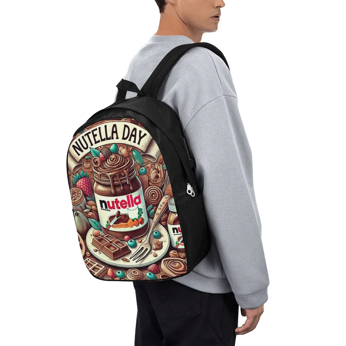 

Italy Nutella Jar Backpack Travel Notebook Bag Computer College Student School Bag Laptop Shoulder Bags for Men Women