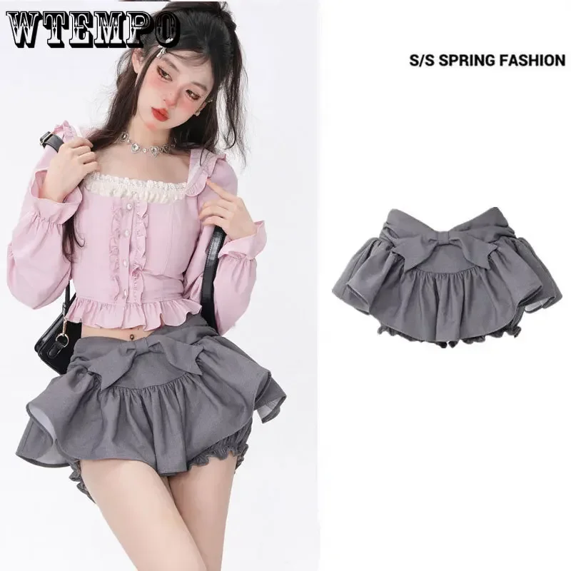 

Bow Fluffy Mini Skirt Slim Hotsweet Women Sexy Hottie Street Preppy Style Korean Fashion Summer E-girl Wholesale Drop Shipping