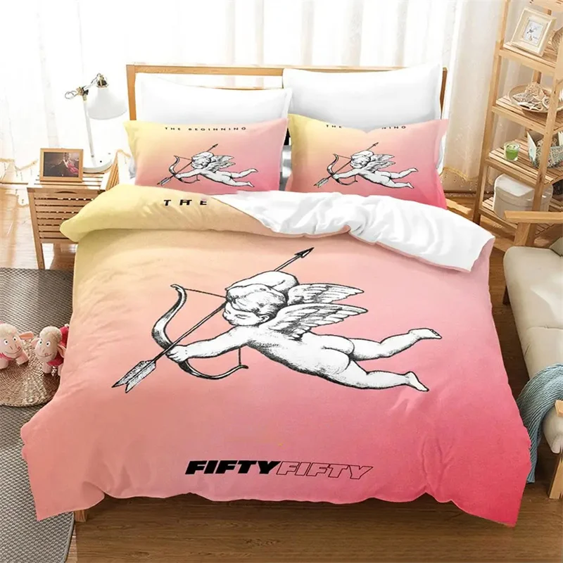 KPOP FIFTY FIFTY Merch Cupid Album Bedding Set Boys Girls Twin Queen King Size Duvet Cover Pillowcase Bed boys Adult