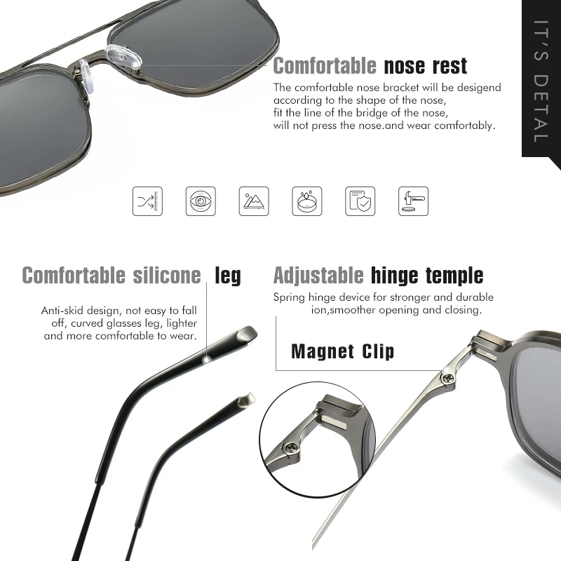 ใหม่3ใน1แว่นตากันแดด Polarized ชายคลิป Anti Blue Light แว่นตา Anti-Glare zonnebril Heren