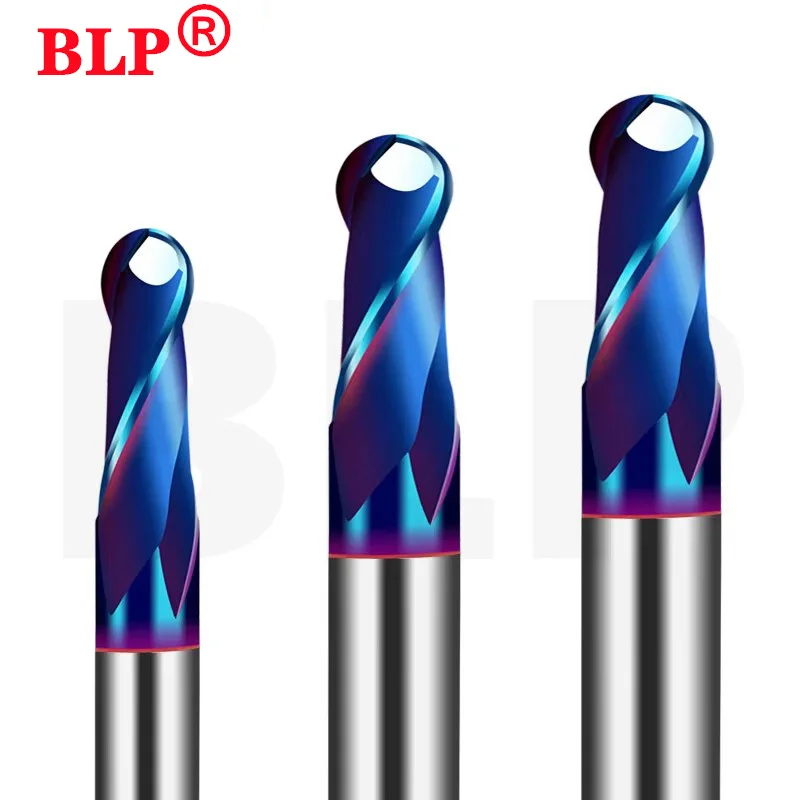 HRC65 Ball Nose End Mill R0.5-R6 50L 100L 2 Flutes Milling Cutter Alloy Coating Tungsten Steel Tool Cnc Maching Endmills