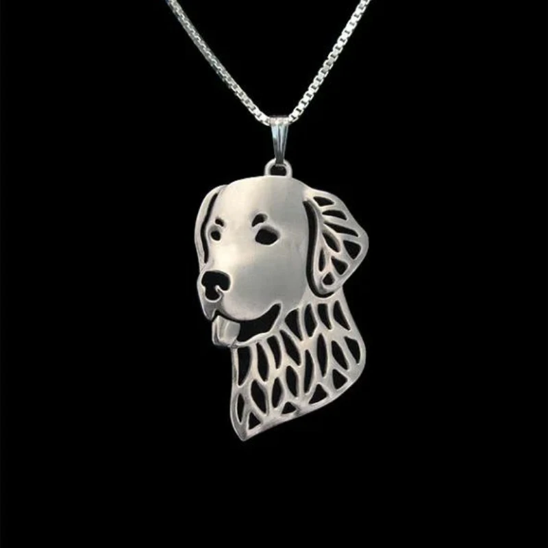 

Golden Retriever Jewelry - Gold and silver pendant and necklace jewelry Simple abstract animal