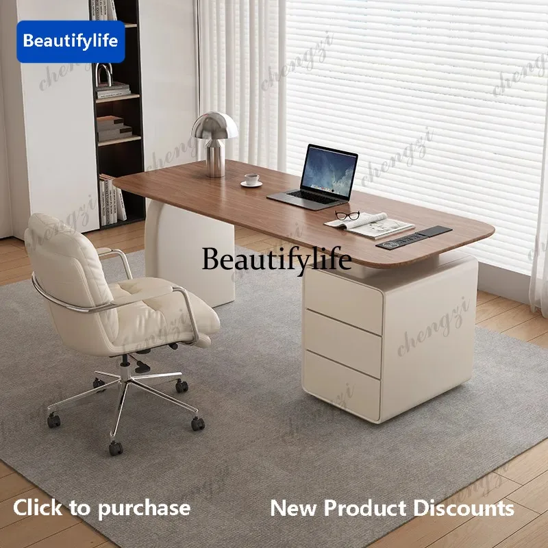C45 Manager Drawers Executive Desk Aesthetic Strong Modern Writing Computer Table Gaming Standing Schreibtisch