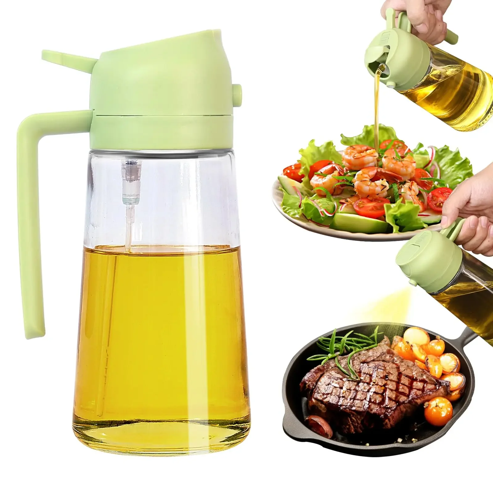 

Oil Dispenser 2 in 1 Sprayer Glass Bottle Spray and Pour for Olive Cooking Mister Spritzer BBQ Salad Air Fryer Kitchen Tools