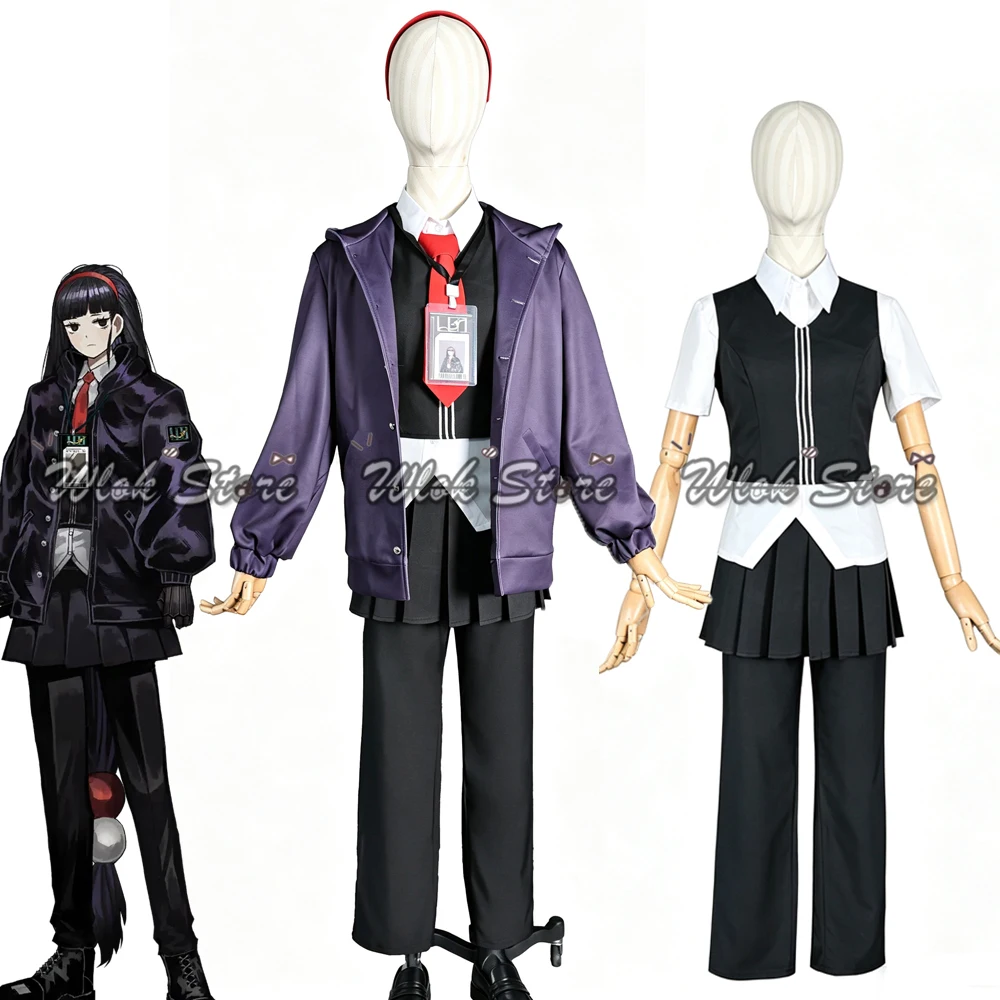 Limbus Company Aeng-du Cosplay Costume Cherry Purple Hoodie Coat Uniform Suit ID Card Halloween Party Carnival Role Play Outfit