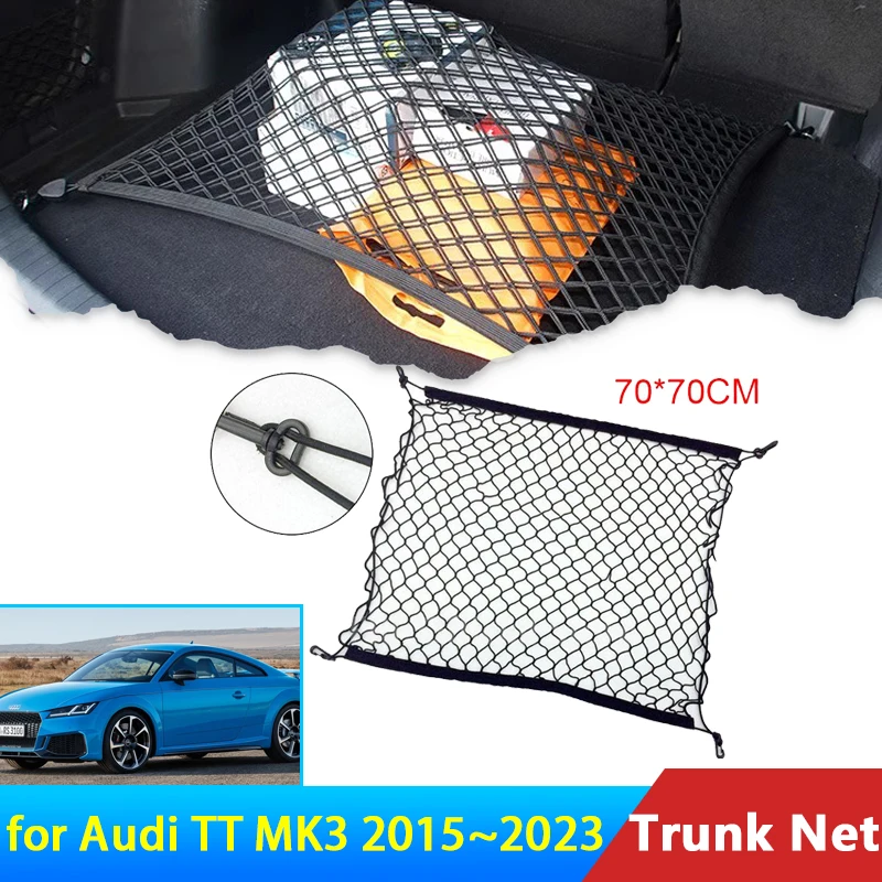 Auto for Audi TT TTS Mk3 FV 2015~2023 2021 2020 2018 Accessories Car Boot Trunk Cargo Net Nylon Elastic Storage Organizer Parts