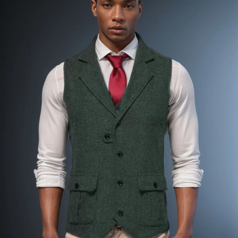 Op voorraad Vest Nieuwe heren single-breasted casual herenpakvest Vintage vesttop