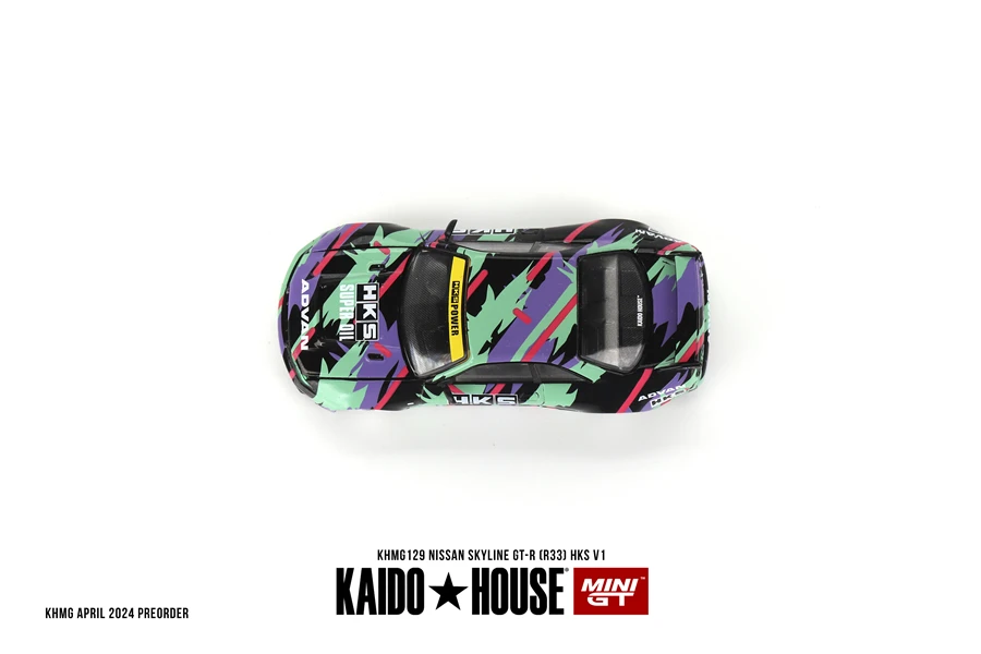 Kaido House + MINIGT Nissan Skyline GT-R (R33) HKS V1 KHMG129 ألعاب سيارات مصنوعة من خليط معدني نموذج معدني للأطفال