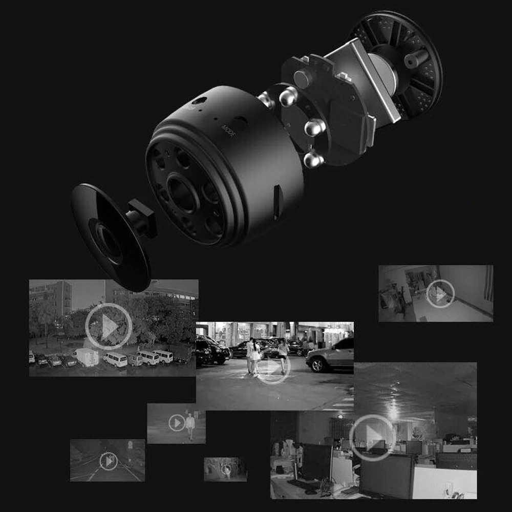 Mini WIFI Camera Outdoor Portable Metal Cameras Light Weight Night- 1080P Loop Recording Cam with Holder Outdoor Camera