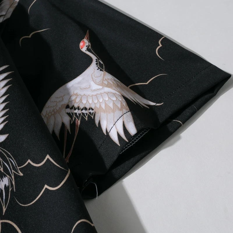 

Летняя мужская повседневная одежда в стиле шинуазри с принтом ort Sve irt Youth Trend, свободная посадка с плоским воротником, универсальная повседневная одежда без утюга...