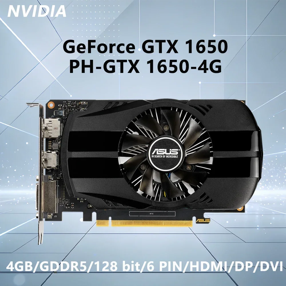 ASUS NVIDIA GTX 1650 GPU PH GTX 1650 4G 4GB GDDR5 128bit gaming graphics card PCI-E 3.0 HDMI DVI DP for Desktop PC Computer