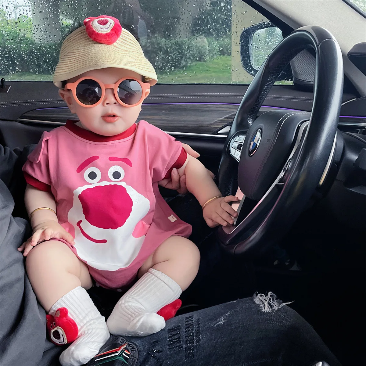 Disney Redberry Bear Model Clothing Climbing Suit Fashion Neutral Baby Triangle Wrap Fart Coat Cotton Short-sleeved Bodysuits