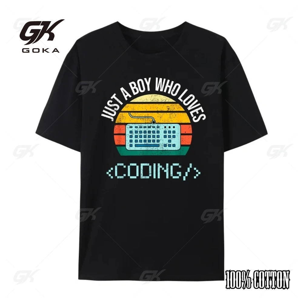 

Just A Boy Who Loves Coding Computer Graphic T Shirts 100% Cotton Male Summer T Shirt Homme Printed Casual Tees