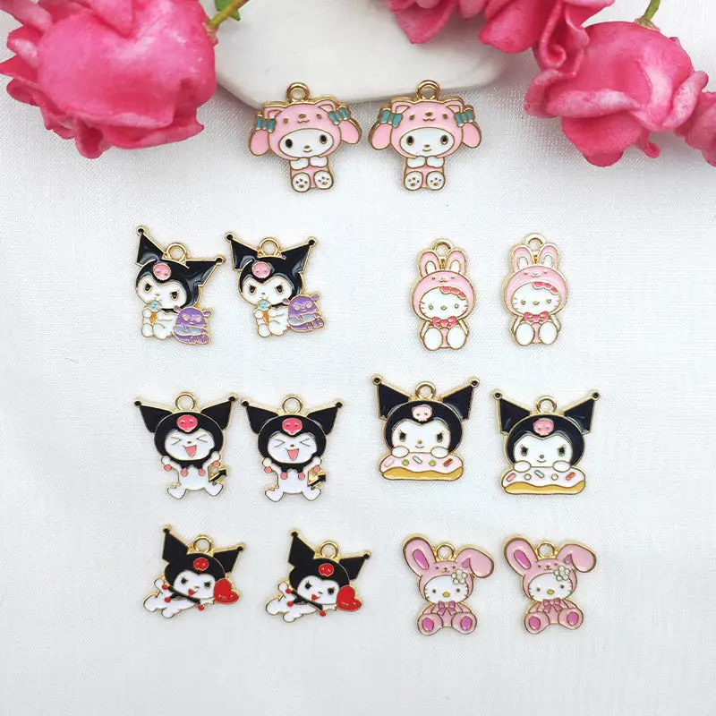 10PCS cartoon animal alloy accessories Kulomi Jewelry charm DIY handmade pendant keychain pendant