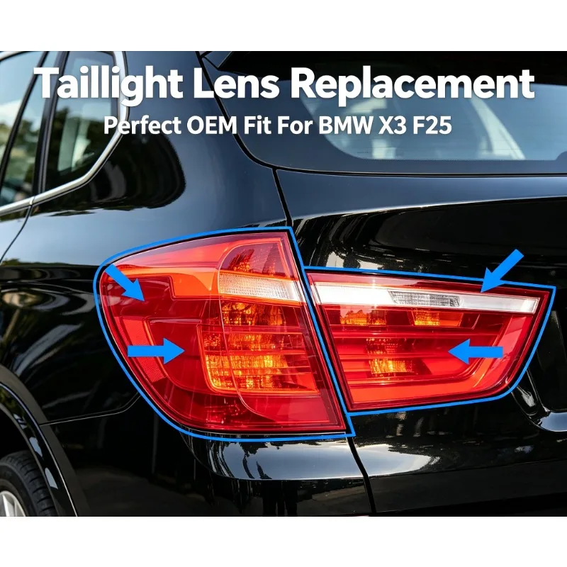 Moggic Tail Light Lens Cover For X3 F25 2010-2016 Red Transparent Taillight Outer Shell Replacement
