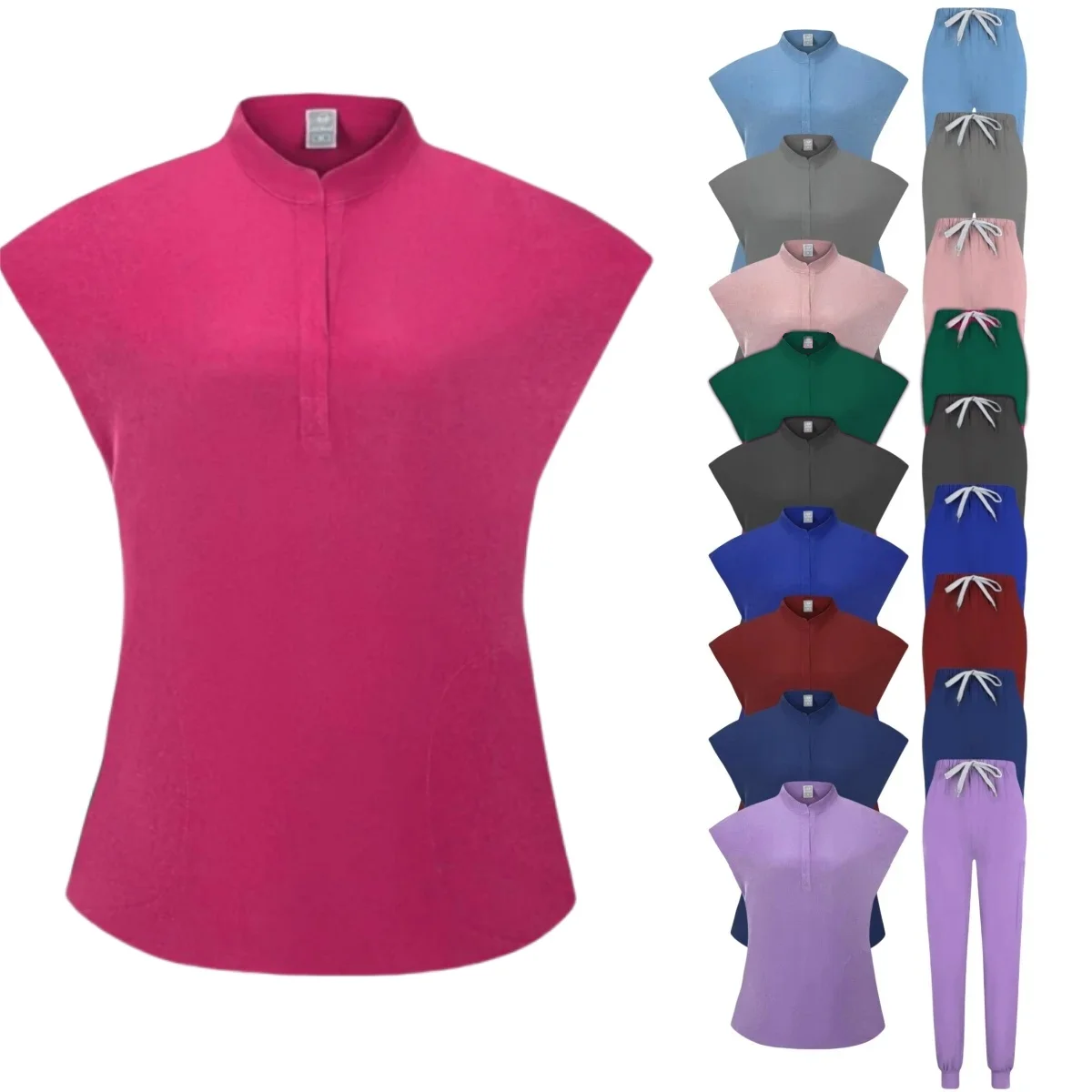 Uniforme médico de spandex para mulheres, Conjunto de esfrega de enfermagem, Uniforme hospitalar, Médico e Enfermeira, Nova Moda