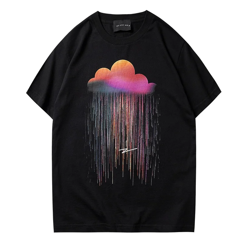 

Мужские футболки Kornit Fashion Street: свободные повседневные футболки с прямым напылением радужного принта, из длинноворсового хлопка, устойчивые к сминанию