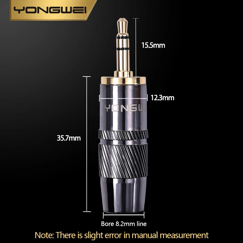 YONGWEI Pure copper 3.5mm TRS audio plug, suitable for notebook, computer 3.5mm, headphone 3-pole AUX car DIY welding plug