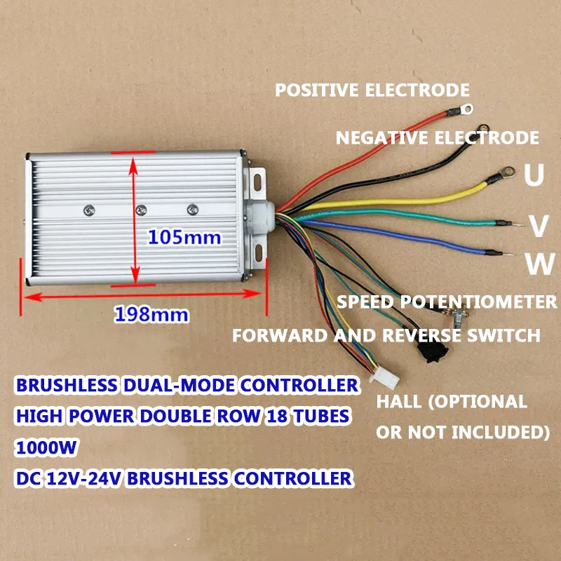 

DC12V-24V brushless motor controller DC speed regulation three-phase high power brushless motor driver DIY accessories 1000W 55A