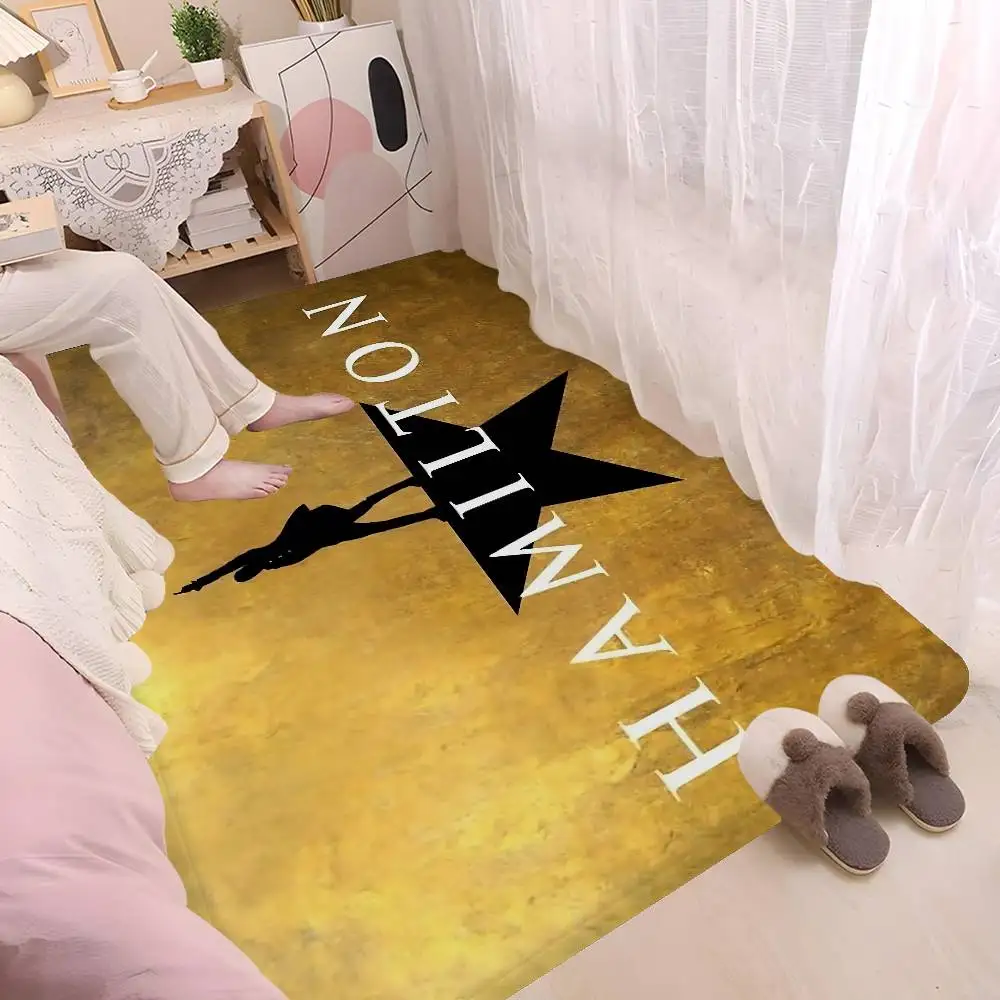 Classic Musical Theater H-Hamilton Hallway Carpet Washable Non-Slip Living Room Sofa Chairs Area Mat Kitchen Doormat Area Rug