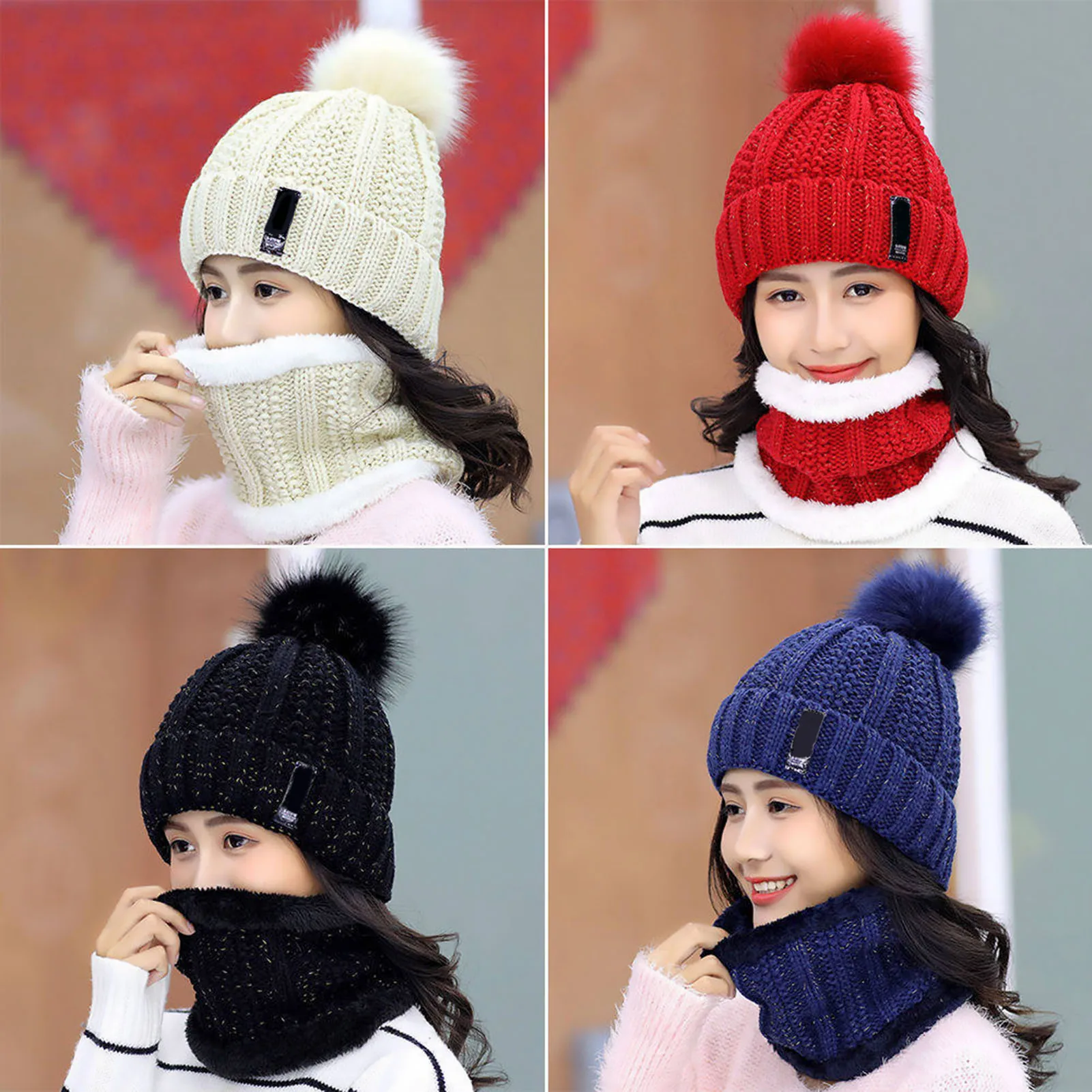 

Winter Knitted Beanies Hats Thick Warm Beanies Hats for Women Outdoor Snow Riding Ski Bonnet Caps