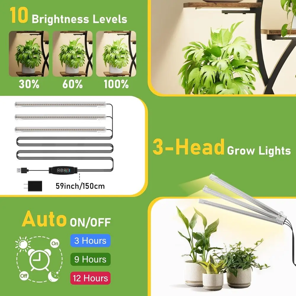 7-laags hoekplantenstandaard voor binnen met kweeklampen, bloemvormig rek voor woonkamer en terras