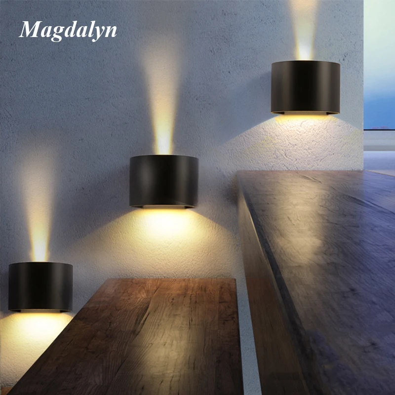 Magdalyn à prova dwaterproof água lâmpada de parede exterior atmosfera moderna noite led decoração do quarto interior casa app controle wi fi rgb luz alumínio