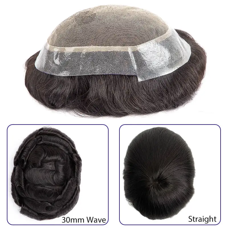 Toupee Men Australia Lace Pu Base Male Hair Prosthesis Remy Natural Human Hair Replacement System Men\'s Wigs Capillary Prothesis