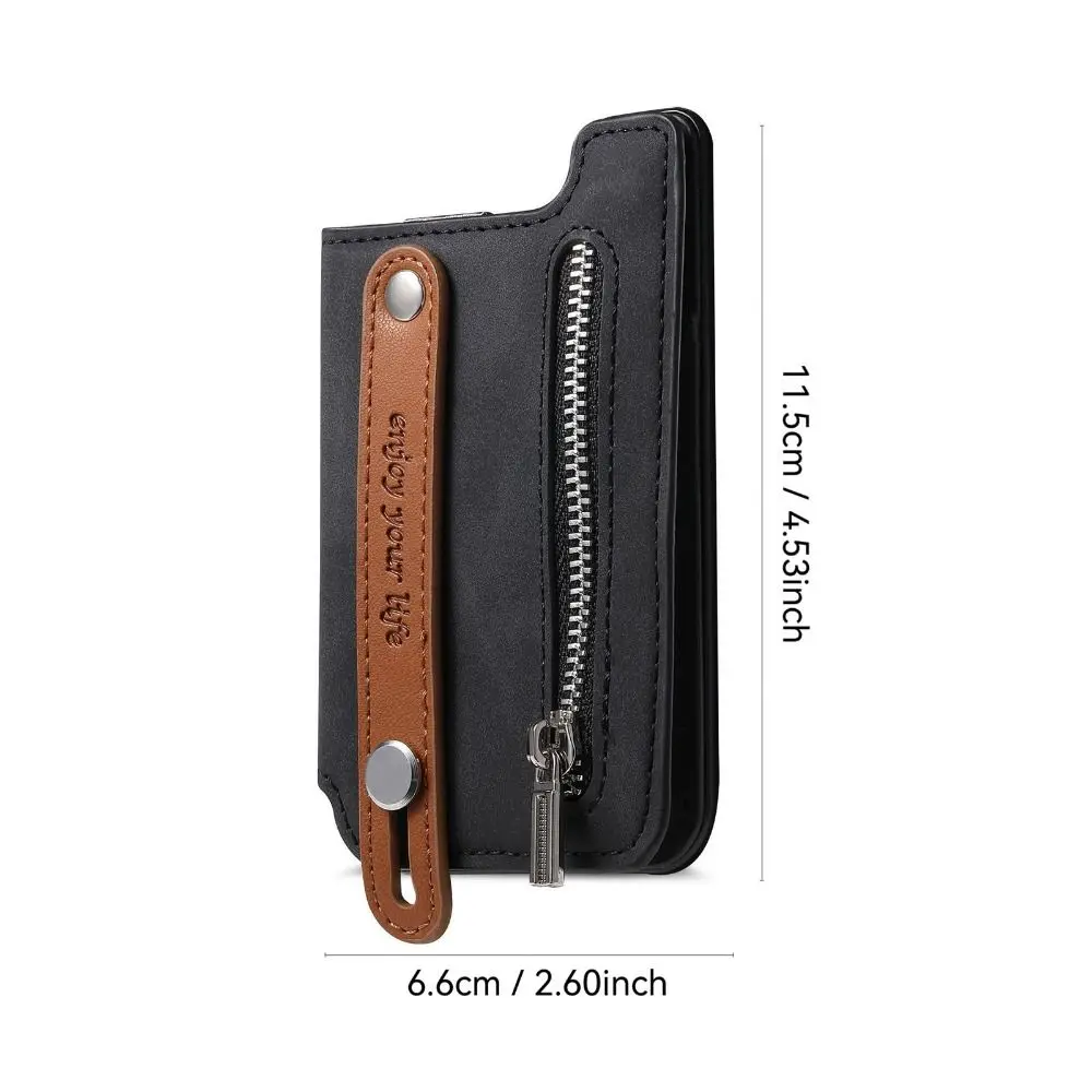 New Magnetic Phone Card Bag with Wrist Strap PU Leather Magsafe Wallet RFID Blocking Foldable Phone Card Holder