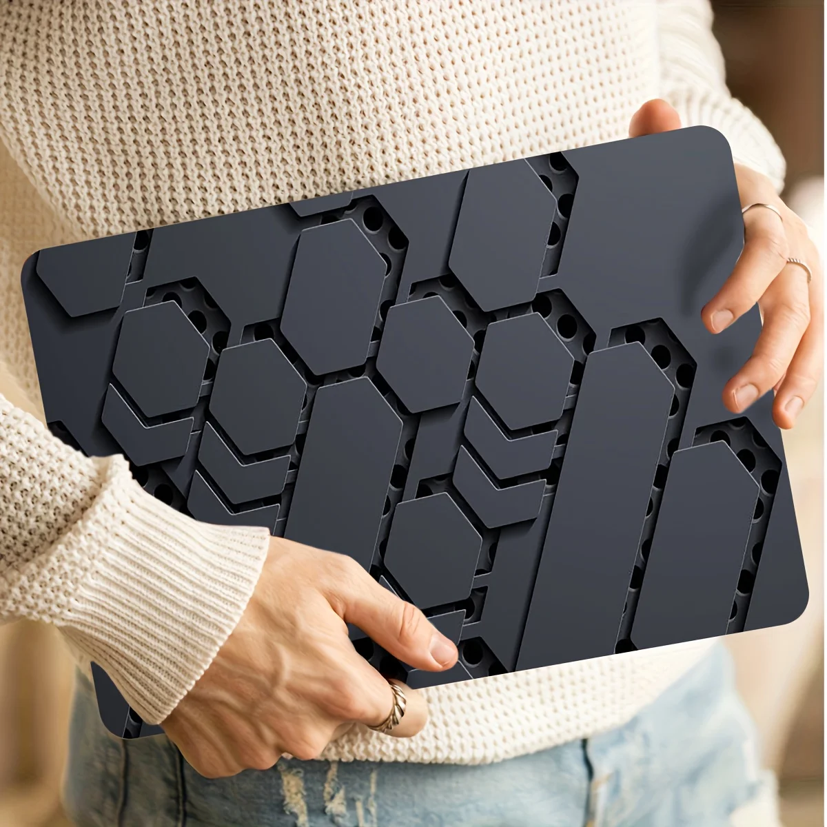 2-Piece Metallic Pattern Laptop Art Decal Case, Laptop Skin Sticker for Universal Netbook Skin, Waterproof and Scratch Resistant