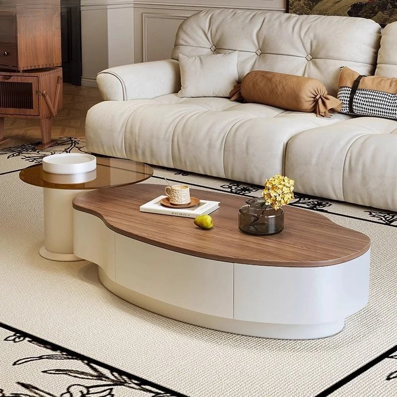 

Журнальный столик для маленькой квартиры, французский орех, кремовый ветер, минималистичный чайный столик специальной формы, бытовой, для гостиной, средневековый, высокий