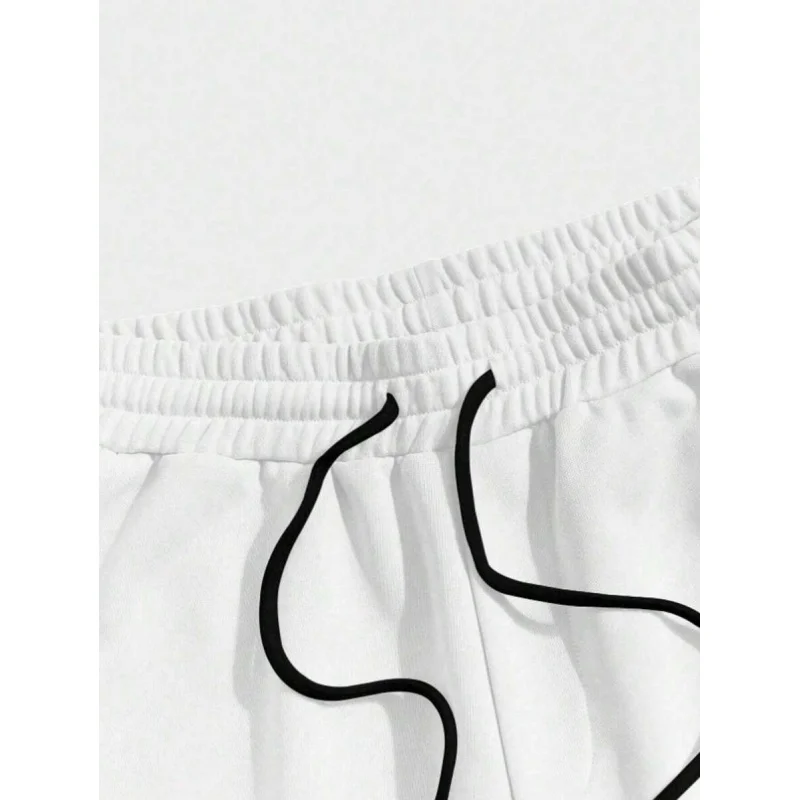 Men's Black Simplist English Text Casual Short Sleeve T-Shirt And Shorts Set