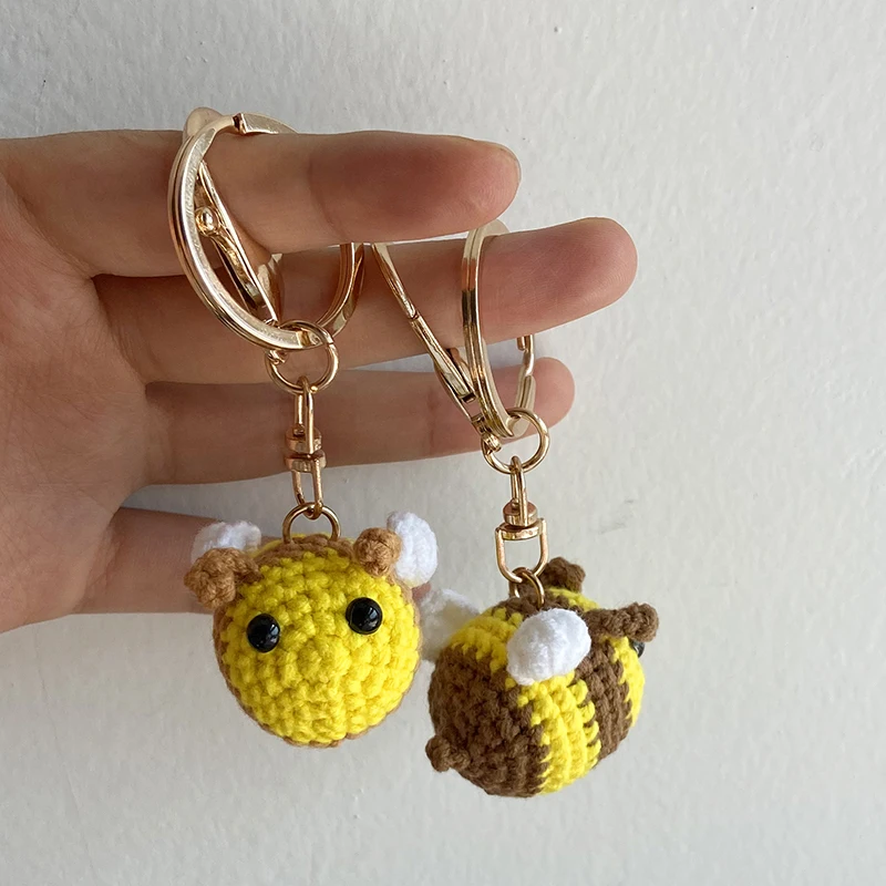 Knitting Bee Keychain Little Bees Novelty Keychain Pendant Keyring Keyholder Party reative Gifts High Quality Handmade Crafts