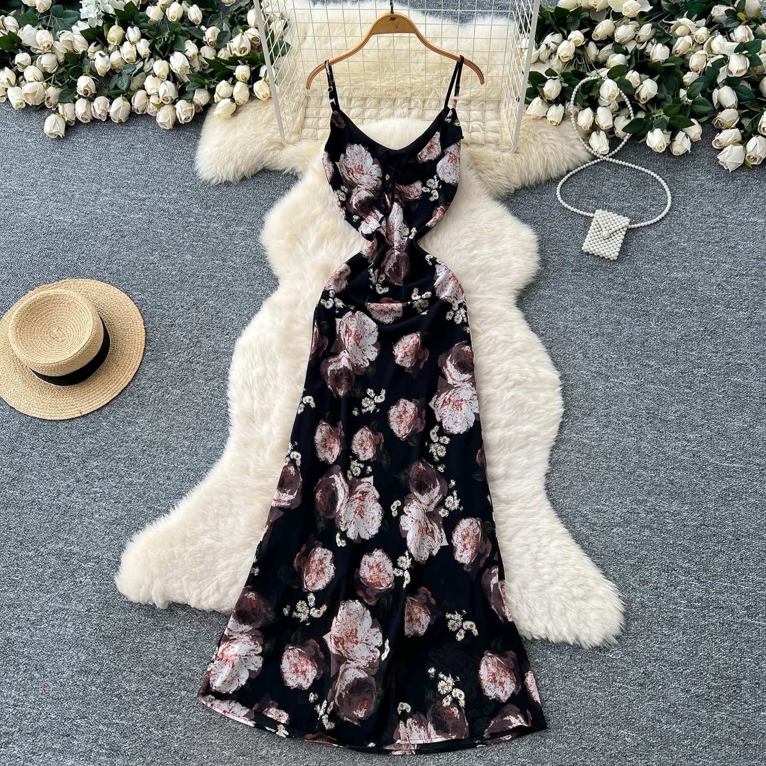 Chic vintage sexy volant stampa sottile elegante fata moda coreana Boho vestito estivo abbigliamento donna