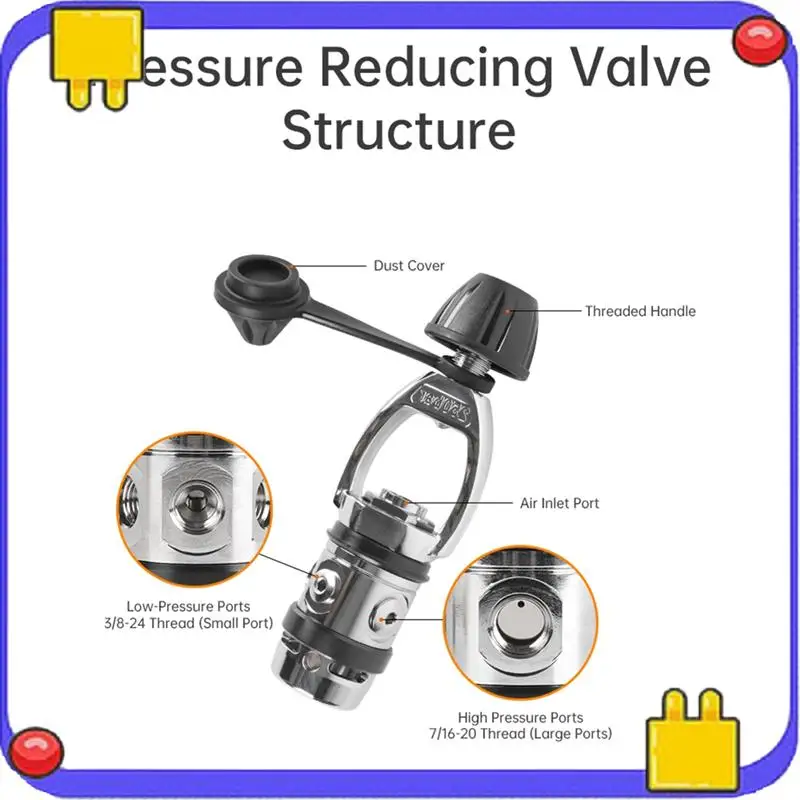 

Scuba Diving Regulator With 5-Port Design First And Second Class Reducing Valve For Enhanced Diving Experience