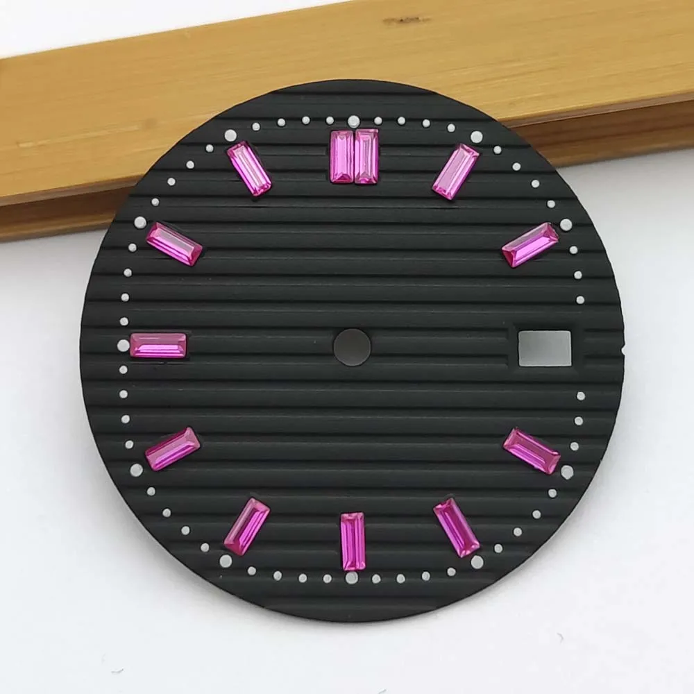 إكسسوارات ساعة الاتصال الهاتفي للرجال ، قرص معقم للحركة ، علامات ساعة ماسية ، NH35 ، من من من من من من من من من من ؟