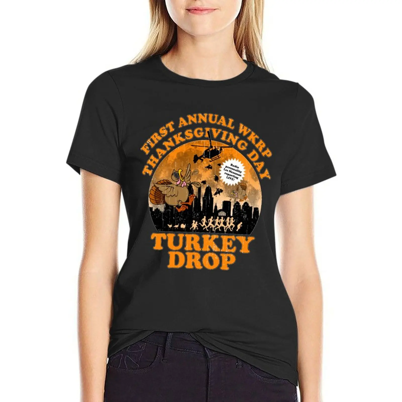 

First Annual WKRP Thanksgiving Day Turkey Drop T-Shirt cute tops summer top kawaii clothes workout shirts for Women