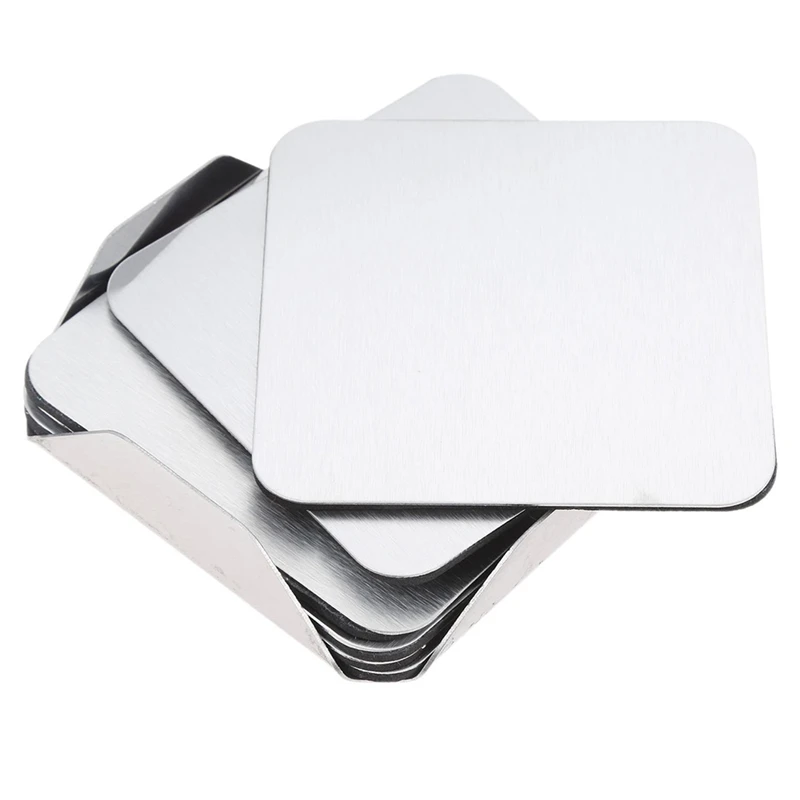 BHBL Coasters - Stainless Steel Holder with Coaster Set -Drink Milk Coffee Tea Cup Mugs Holders Square