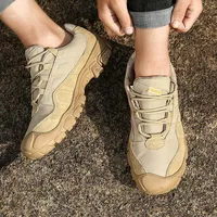 NMen's Outdoor Hiking Shoes Anti Slip Thick Soled Hiking Shoes Comfortable and Durable Walking Boots, Gray Exercise Shoes Tennis