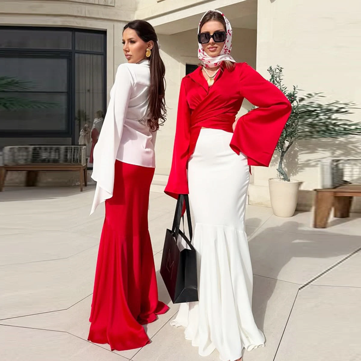 

Elegant High Waist Satin Skirt Floor Length Mermaid Lady Skirt Custom Color And Size Women Formal Wear Trumpet Skirt
