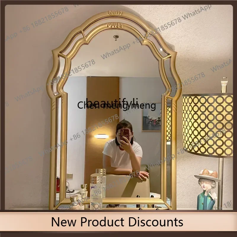 xx1decorative background wall wall hanging mirror with lamp special-shaped enigma mirror wall hanging makeup led lamp carved mir