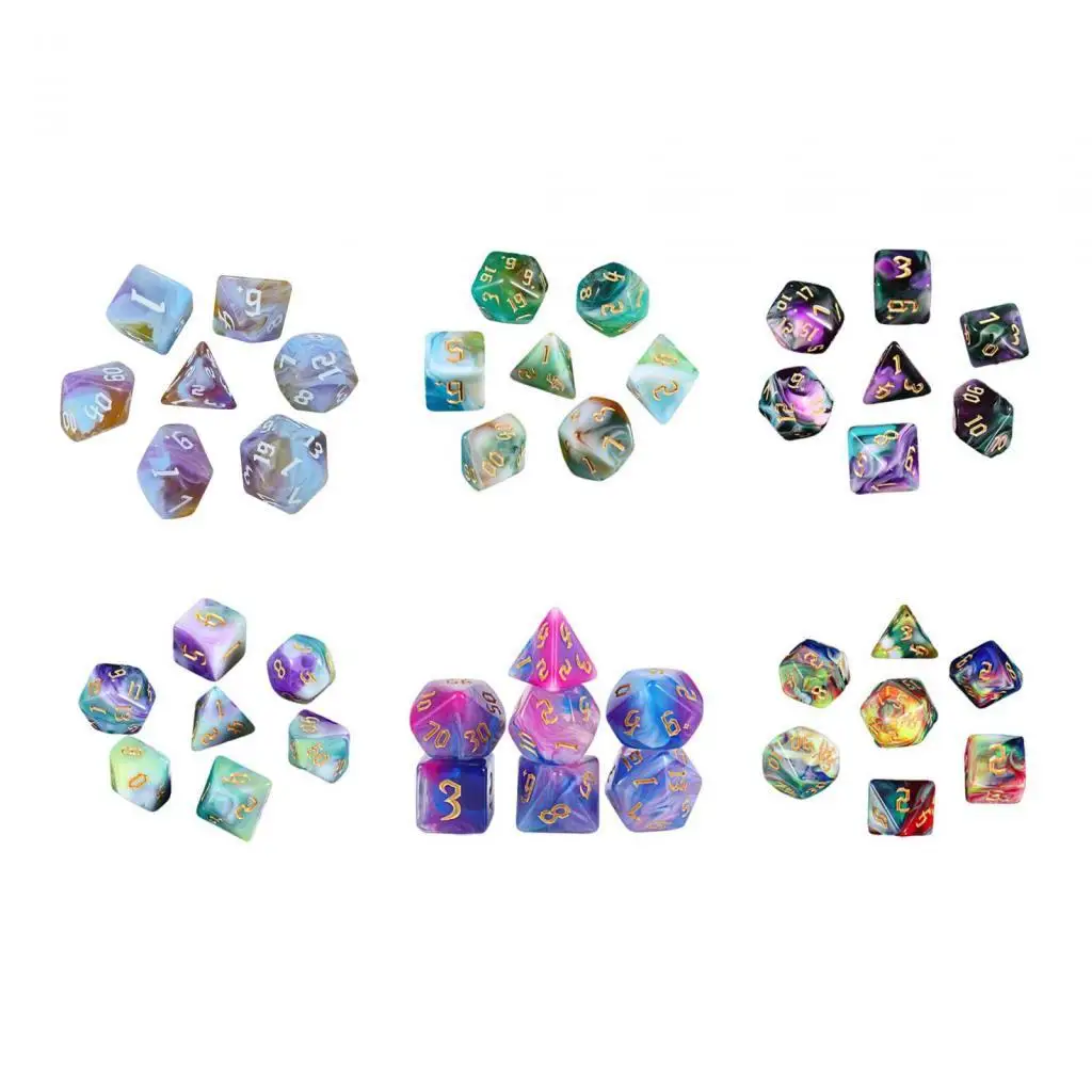 

Polyhedral Dices Assorted Acrylic 7 Piece Set for Math Learning Tabletop Board Game Props Role Playing