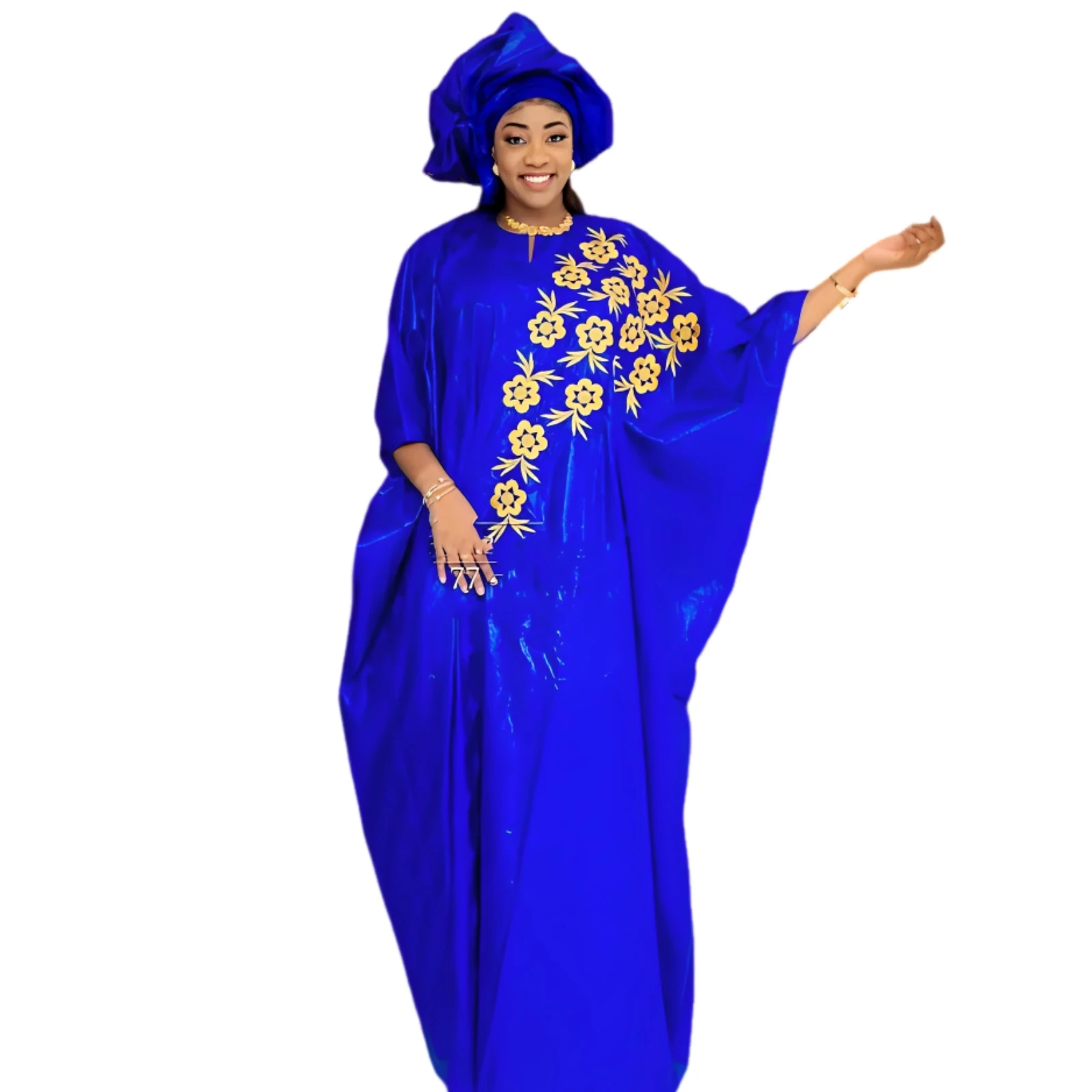 

African Dresses For Woman Bazin Riche Embroidery Design Long Dress