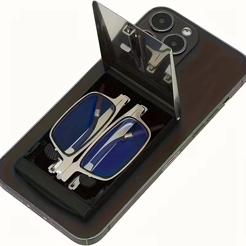 2pcs Foldable Portable Metal Reading Glasses for Smartphones, High-End Unisex, High-Definition, Fatigue-Resistant, Comfortable
