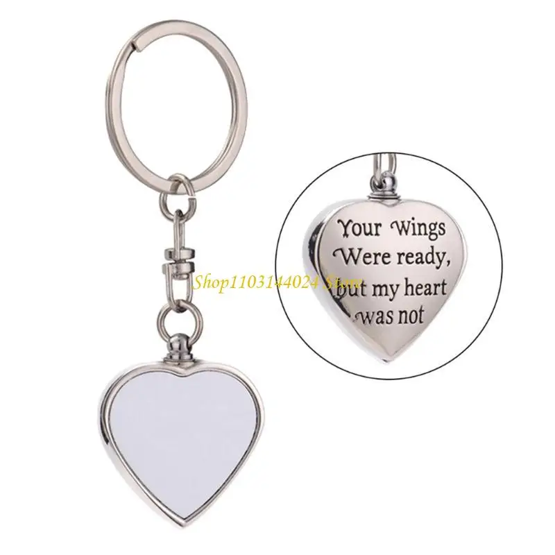 N5KE Memorial Ashes Keychain Creative Heart Keychain Small Heat Transfer Keychain