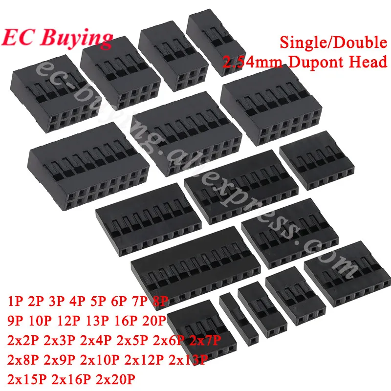 100Pcs/20pcs Dupont Head 2.54mm 2X3P 4P 5P 6P 7P 8P 10P Dupont Plastic Shell Pin Connector Jumper Wire Cable Housing Plug Female
